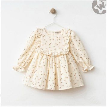 Ніжна дитяча сукня для принцеси Wondress Baby з квітковим візерунком (Кремовий 73 см, 9 місяців) фото