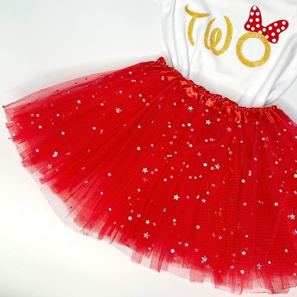 Костюм для девочки Бодик и пышная юбка Birthday, Бело-Красный, 80 см, 12м фото