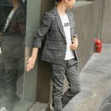 Діловий костюм дитячий в стилі кежуал у клітинку (Сірий 110 см) 9613-110см-Серый фото