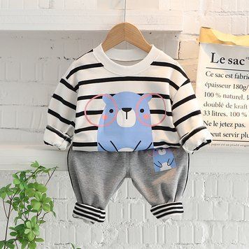 Костюм детский двойка в полоску Blue Bear (Черно-белый 110см) фото