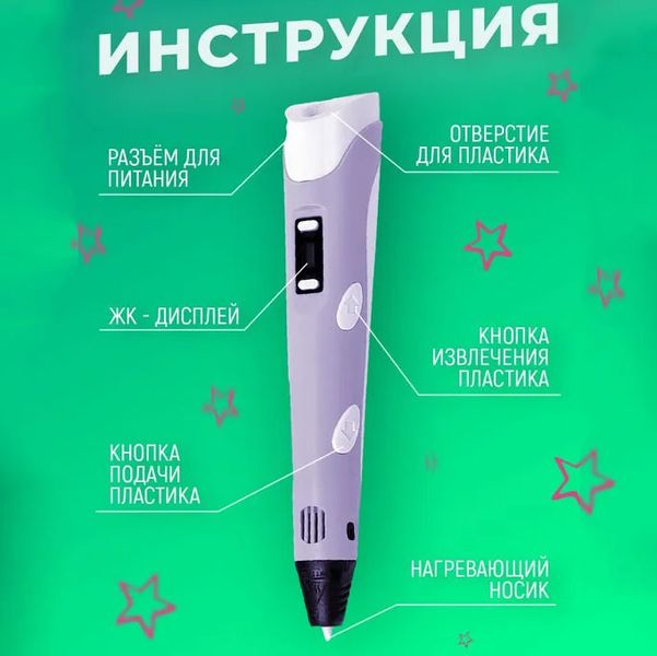 3D ручка Smart 3D Pen 2 c LCD дисплеем. Цвет: фиолетовый фото