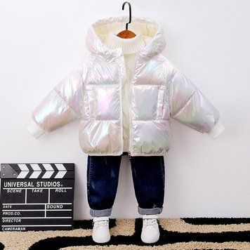 Куртка детская стеганая с капюшоном Fashion LEYE (Белый 110см) фото