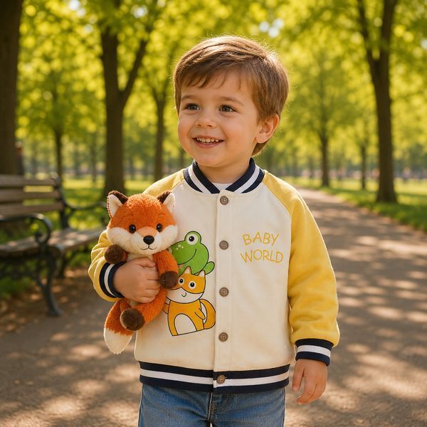 Бомбер дитячий зі звірятами Baby World, 100см, Жовтий фото