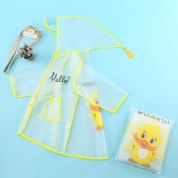 Дощовик дитячий Hello з капюшоном (Желтый 80см) фото