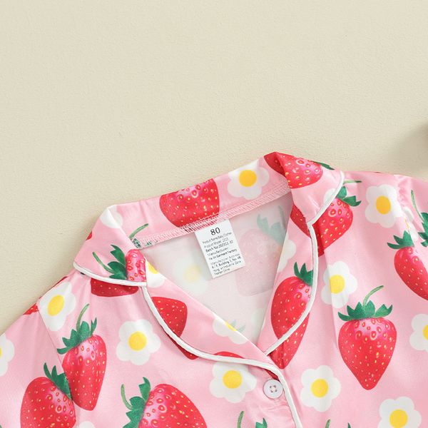 Детская летняя пижама для девочек Sleepwear Strawberry, Розовый, 90 см фото