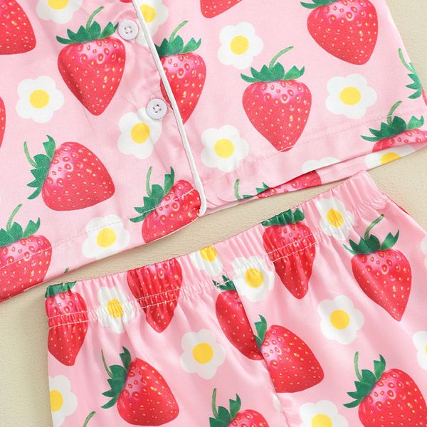 Детская летняя пижама для девочек Sleepwear Strawberry, Розовый, 90 см фото