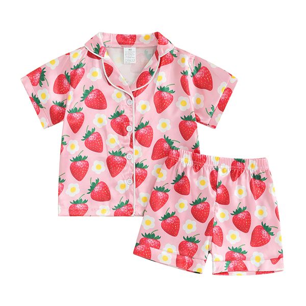 Детская летняя пижама для девочек Sleepwear Strawberry, Розовый, 90 см фото