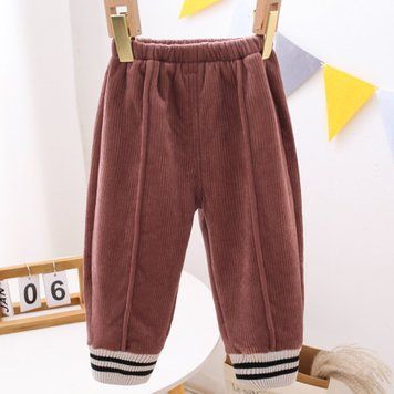 Штани дитячі вельветові теплі Baby Basic (Коричневий 100см) фото