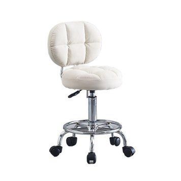 Крісло табурет на колесах зі спинкою, для майстрів краси з регулюванням висоти, Білий фото