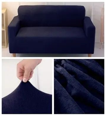 Чохол для захисту тримісного дивана Diana Textile Plush Velvet, 195-230 см, Синій фото