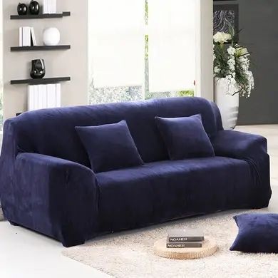 Чохол для захисту тримісного дивана Diana Textile Plush Velvet, 195-230 см, Синій фото