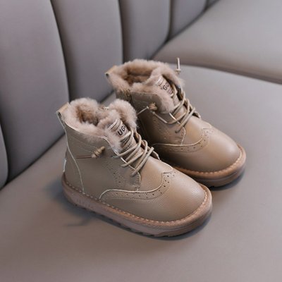 Дитячі теплі ботинки на шнурівці UGG розміру 31, 20 см, бежевого кольору (16370) фото