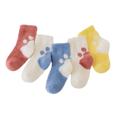 Набір шкарпеток дитячих теплих з малюнком лапки 5 пар 1-3 роки Веселка (13696) фото
