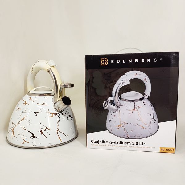 Чайник зі свистком Edenberg EB-8864 з турбо індукційним дном 3л White фото
