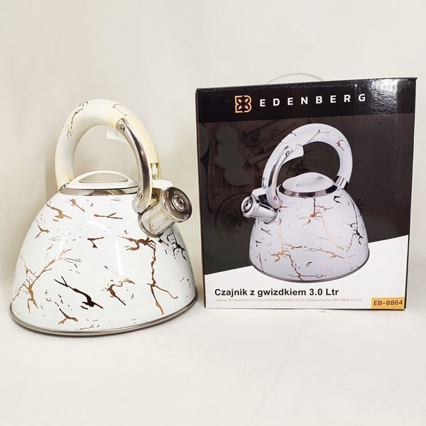 Чайник зі свистком Edenberg EB-8864 з турбо індукційним дном 3л White фото
