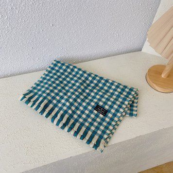 Шарф дитячий у дрібну клітинку (Голубий 145см) фото