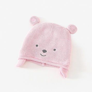 Шапка дитяча з вушками Smile Bear (Світло-рожевий 40-46см) фото