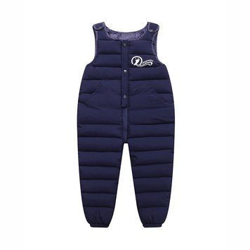 Напівкомбінезон дитячий зимовий однотонний стеганий 110см Темно-синій (10326) фото