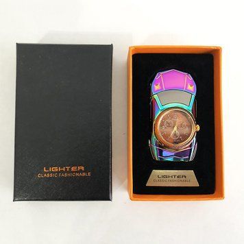 Спіральна запальничка, електрозапальничка акумуляторна USB-813 + годинник фото