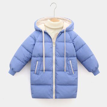 Куртка детская стеганая длинная с капюшоном Baby Winter (Синий 150см) фото