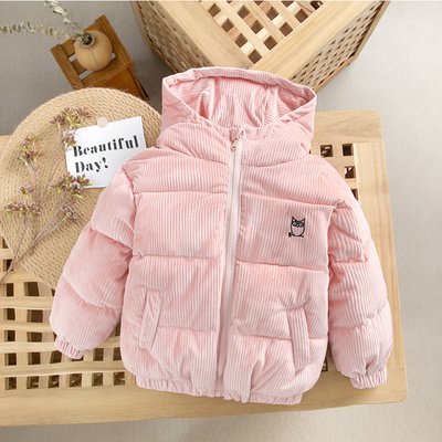 Куртка дитяча вельветова з совою 110см Рожевий (12606) фото