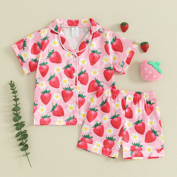 Детская летняя пижама для девочек Sleepwear Strawberry, Розовый, 100 см фото