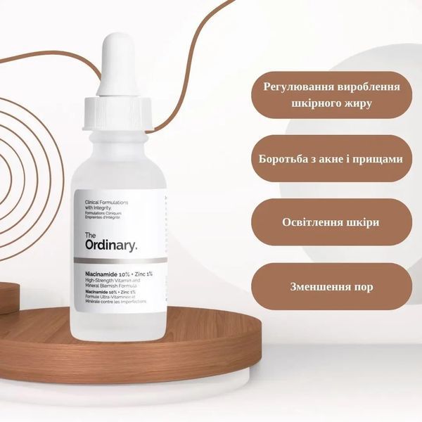 The Ordinary - Niacinamide 10% + Zinc 1% (Канада) - Сироватка з ніацинамідом і цинком - 30 мл фото