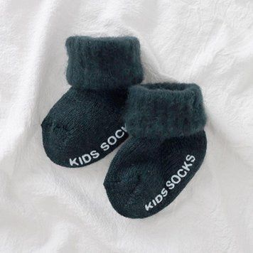 Шкарпетки дитячі теплі однотонні Kids Socks (Темно-зелений 0-1 рік) фото