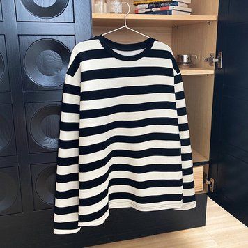 Жіночий світшот у смужку L Чорно-білий (а3208) фото