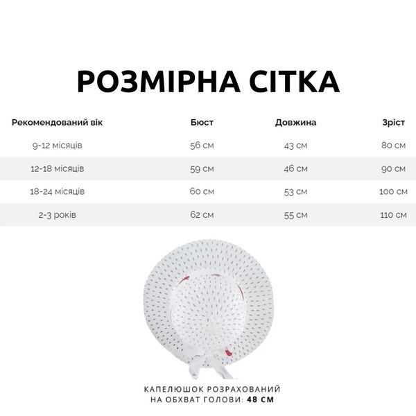 Дитяча сукня з 2 предметів + капелюх від сонця для дівчаток, Червоний Полунички і Волошки, 80 см фото