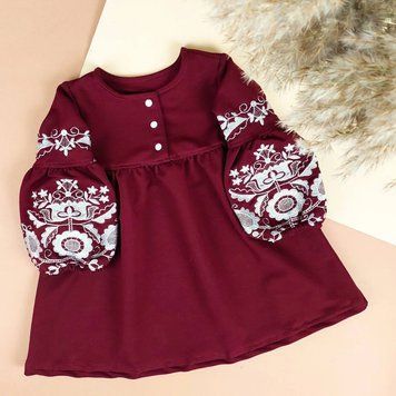 Дитяча сукня з вишивкою "Тереза", Бордовий, 116 (6 років) фото