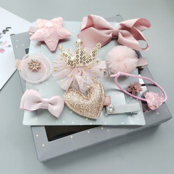 Набір резинок і заколок для волосся (Світло-рожевий Набір) фото