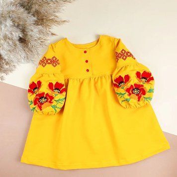Сукня з вишивкою для дівчат "Маки", Жовтий, 104 (4 роки) фото