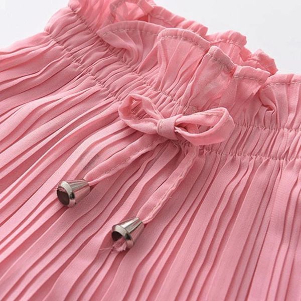 Дитячий костюм, для дівчаток Bear Leader, футболка короткий рукав + довгі вільні штани з оборками, літній комплект (рожевий, 3 роки, 96-100 см) фото