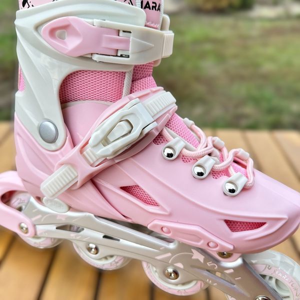 Раздвижные ролики Maraton Vega, набор защиты и шлем, M (35-38), Pink, Розовый фото