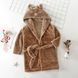 Халат детский однотонный с ушками на капюшоне (Коричневый 150см) 13053-150см-Коричневый фото 1