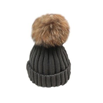 Шапка дитяча з пухнастим помпоном 56-60см Фіолетовий (5372) фото