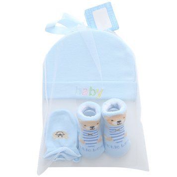 Шапка дитяча Baby з носочками і рукавичками (Голубий 35-40см) фото