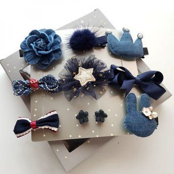 Набір резинок і заколок для волосся (Синій Набір) фото