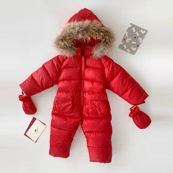 Комбинезон детский однотонный на пуху Red Basic 90см Красный (О1636) фото
