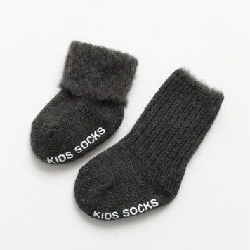Шкарпетки дитячі теплі однотонні Kids Socks (Темно-сірий 1-3 роки) фото
