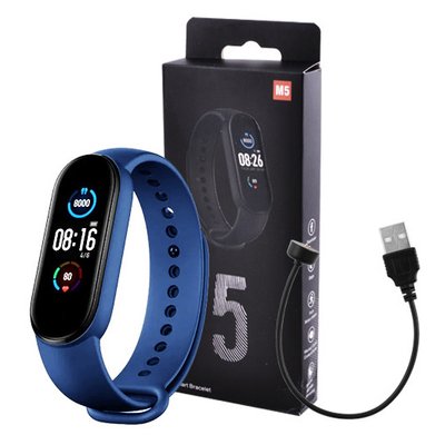 Фітнес браслет Smart Watch M5 Band Classic Black смарт годинник-трекер. Колір синій фото