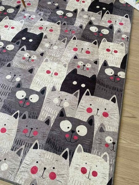 Дитячий килимок безворсовий Chilai Home Cats Gri ch-cats-1 фото Дитячий килимок безворсовий Chilai Home Cats Gri фото