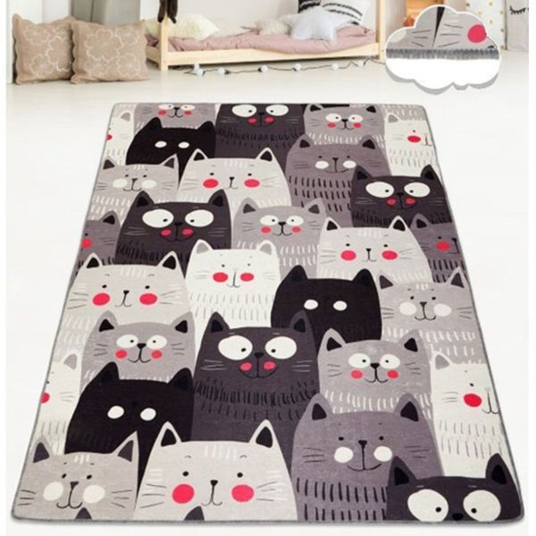 Дитячий килимок безворсовий Chilai Home Cats Gri ch-cats-1 фото Дитячий килимок безворсовий Chilai Home Cats Gri фото