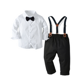 Костюм з однотонною сорочкою і підтяжками (Білий 100см) 6258-100см-Белый фото