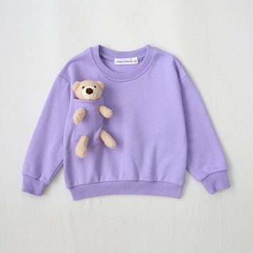 Кофта Family look з ведмедиком у кишені (Фіолетовий 80см) фото
