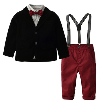 Костюм дитячий з жакетом і підтяжками 130см Чорний (6252) фото