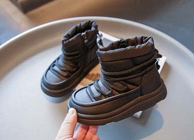 Дитячі утеплені черевики з шнурівкою 35 22,1 см Чорний (18011) фото