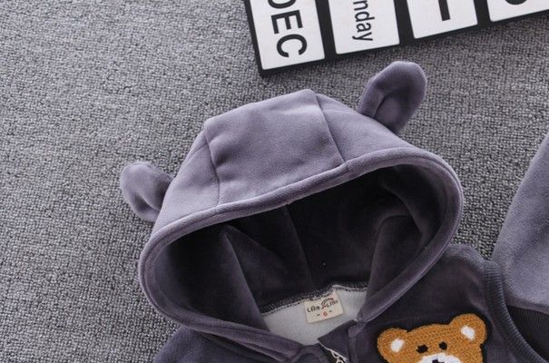 Спортивний костюм-трійка для хлопчика (жилетка з капюшоном + кофта + штани) &ndash; костюм Ведмедик, Сірий, 3 роки, (100см) фото