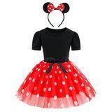 Сукня для дівчинки Мінні Маус - дитячий комплект (сукня пишною спідницею в горошок і обручем), Чорно-червоний, 80 см, 12-18 місяців 62730-красный-80см фото